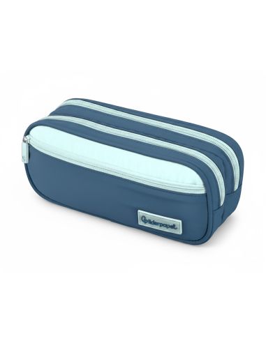 Estuche Portatodo Liderpapel Duo 3 Cremalleras Con Bolsillofrontal Azul Oscuro 220X90X70 Mm