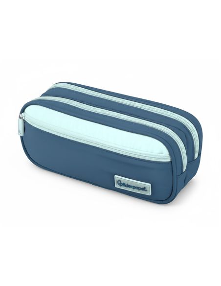Estuche Portatodo Liderpapel Duo 3 Cremalleras Con Bolsillofrontal Azul Oscuro 220X90X70 Mm