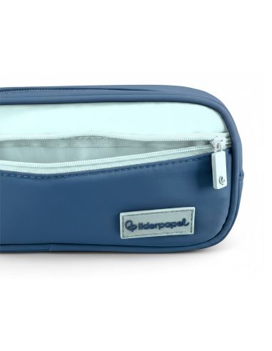 Estuche Portatodo Liderpapel Duo 3 Cremalleras Con Bolsillofrontal Azul Oscuro 220X90X70 Mm