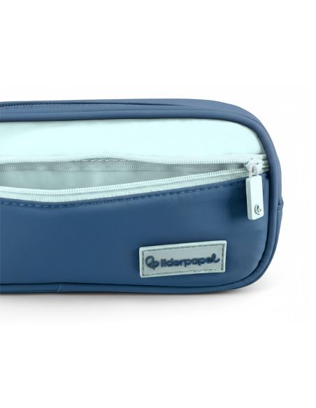 Estuche Portatodo Liderpapel Duo 3 Cremalleras Con Bolsillofrontal Azul Oscuro 220X90X70 Mm