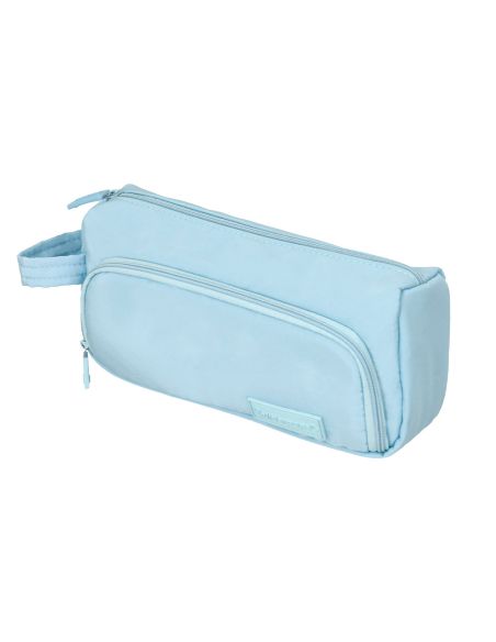 Estuche Portatodo Liderpapel Minibag 2 Cremalleras Con Bolsillo Interior Azul Pastel 210X100X70 Mm