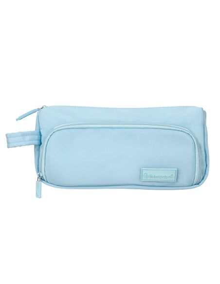 Estuche Portatodo Liderpapel Minibag 2 Cremalleras Con Bolsillo Interior Azul Pastel 210X100X70 Mm