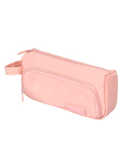 Estuche Portatodo Liderpapel Minibag 2 Cremalleras Con Bolsillo Interior Rosa Pastel 210X100X70 Mm