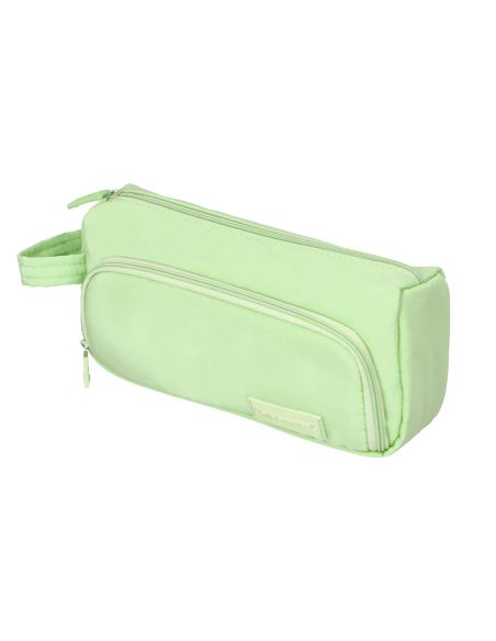 Estuche Portatodo Liderpapel Minibag 2 Cremalleras Con Bolsillo Interior Verde Pastel210X100X70 Mm