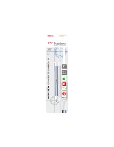 Portagomas Tombow Mono Zero Con Clip Goma Redonda 2,3Mm Diametro + 2 Recambios