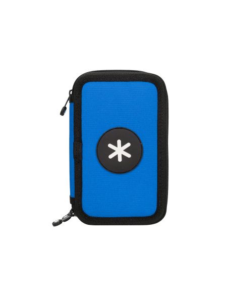 Plumier Escolar Antartik Triple Cremallera Color Azul 36 Piezas