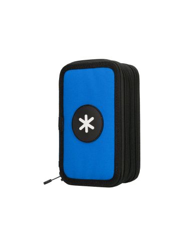 Plumier Escolar Antartik Triple Cremallera Color Azul 36 Piezas