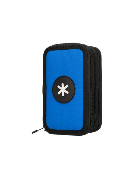 Plumier Escolar Antartik Triple Cremallera Color Azul 36 Piezas