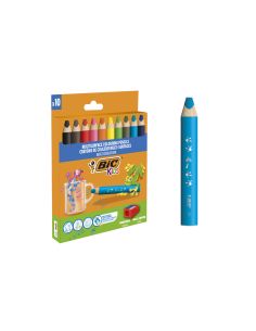 Lapices De Colores Bic Multisuperficies Triangulares Mina Borrable Caja De 10 Unidades Colores Surtidos +