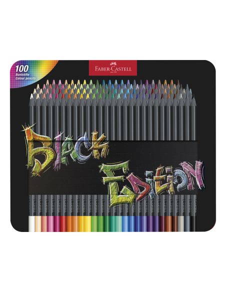 Lapices De Colores Faber Castell Black Edition Caja Metalica De 100 Unidades Colores Surtidos