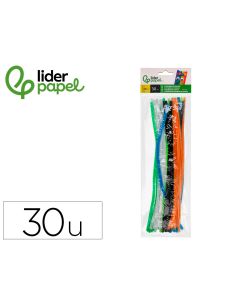 Limpiapipas De Chenilla Liderpapel 30 Cm Colores Mate Surtidos Bolsa De 30 Unidades