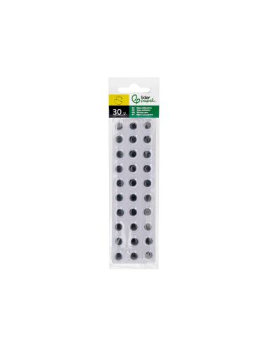 Ojo Adhesivo Liderpapel 12 Mm Blanco Con Pupila Negra Pack De 30 Unidades