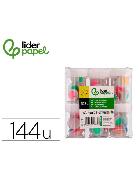 Ojo Liderpapel 18 Mm Blanco Con Pupila De Colores Surtidos Pack De 108 Unidades|Libreriasalesiana