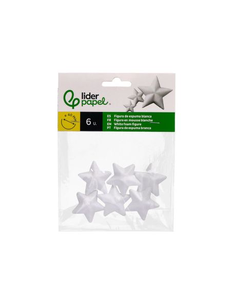 Figura De Espuma Blanca Liderpapel Estrella De 4 Cm Bolsa Con 6 Unidades|Libreriasalesiana