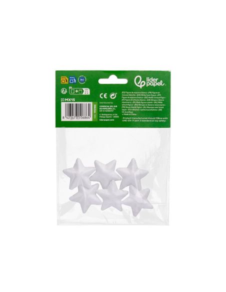 Figura De Espuma Blanca Liderpapel Estrella De 4 Cm Bolsa Con 6 Unidades|Libreriasalesiana