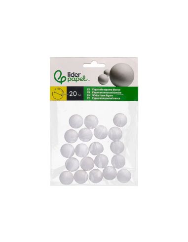 Figura De Espuma Blanca Liderpapel Bola De 2 Cm Bolsa Con 20 Unidades|Libreriasalesiana