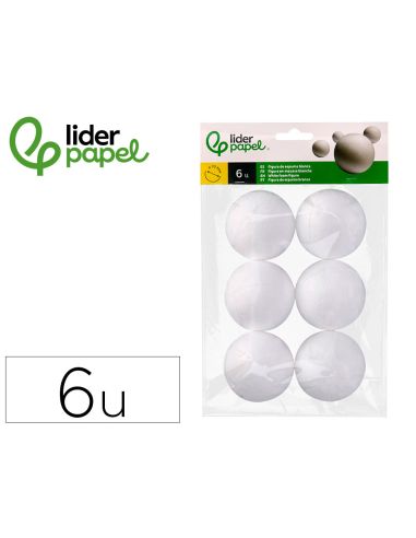 Figura De Espuma Blanca Liderpapel Bola De 7 Cm Bolsa Con 6 Unidades