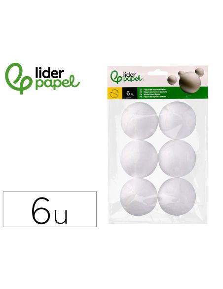Figura De Espuma Blanca Liderpapel Bola De 7 Cm Bolsa Con 6 Unidades