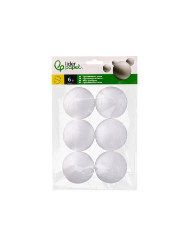 Figura De Espuma Blanca Liderpapel Bola De 7 Cm Bolsa Con 6 Unidades