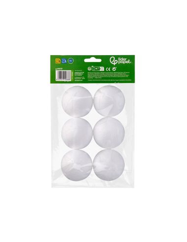 Figura De Espuma Blanca Liderpapel Bola De 7 Cm Bolsa Con 6 Unidades
