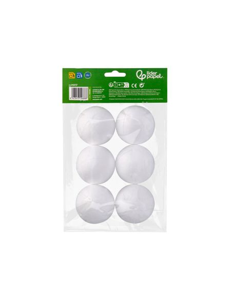 Figura De Espuma Blanca Liderpapel Bola De 7 Cm Bolsa Con 6 Unidades