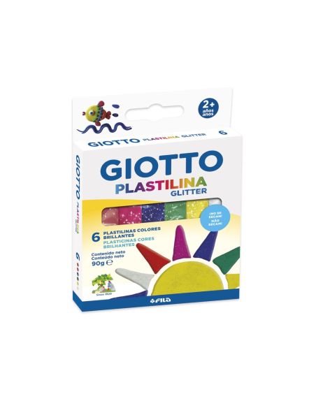 Plastilina Giotto Glitter Caja De 6 Unidades Colores Surtidos|Libreriasalesiana
