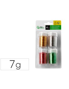 Purpurina Liderpapel Biodegradable Fantasia Bote 7 Gr Colores Metalicos Surtidos Blister De 4 Unidades