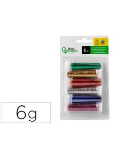Purpurina Liderpapel Biodegradable Fantasia Bote 6 Gr Colores Metalicos Surtidos Blister De 6 Unidades