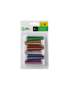 Purpurina Liderpapel Biodegradable Fantasia Bote 6 Gr Colores Metalicos Surtidos Blister De 6 Unidades 2