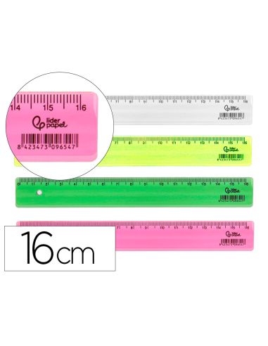 Regla Liderpapel Plastico 16 Cm Cubilete Con 100 Unidades Colores Surtidos