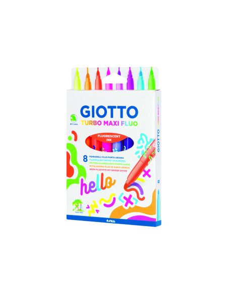 Rotulador Giotto Turbo Maxi Fluo Caja De 8 Unidades Colores Surtidos