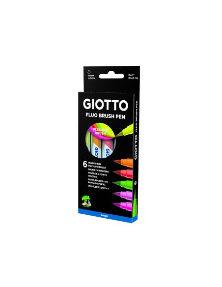 Rotulador Giotto Turbo Soft Fluo Punta De Pincel Caja De 6 Unidades Colores Surtidos