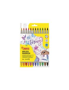Rotulador Jovi Lettering Doble Punta Fina Y Pincel Estuche 12 Unidades Colores Surtidos