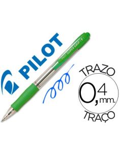 Boligrafo Pilot Super Grip Verde Claro Retractil Sujecion De Caucho Tinta Base De Aceite
