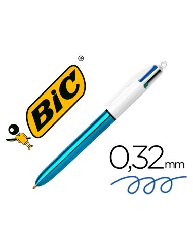 Boligrafo Bic Cuatro Colores Shine Azul Punta De 1 Mm