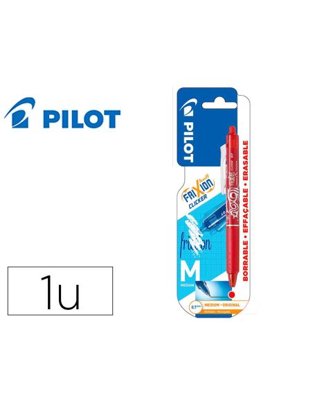 Boligrafo Pilot Frixion Clicker Borrable 0,7 Mm Punta Media Rojo En Blister|Libreriasalesiana