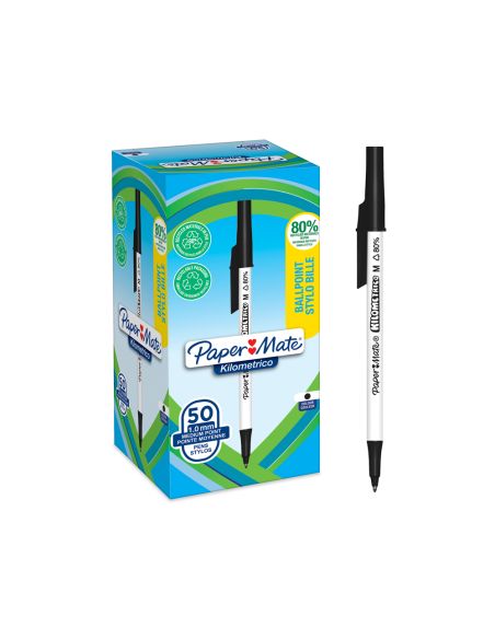 Boligrafo Paper Mate Kilometrico Punta 1 Mm Plastico Reciclado 80% Color Negro