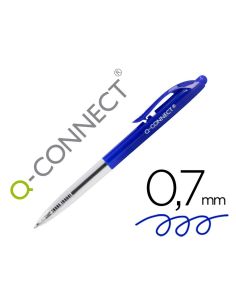 Boligrafo Q-Connect Retractil Con Clip Diseño Fino Tinta Aceite 0,7 Mm Color Azul