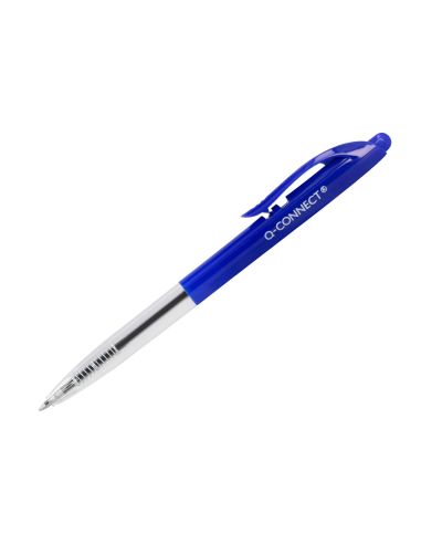 Boligrafo Q-Connect Retractil Con Clip Diseño Fino Tinta Aceite 0,7 Mm Color Azul
