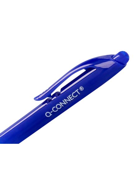 Boligrafo Q-Connect Retractil Con Clip Diseño Fino Tinta Aceite 0,7 Mm Color Azul