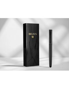 Boligrafo Belius Neptuno Aluminio Textura Wavy Color Negro Tinta Azul Caja De Diseño 2