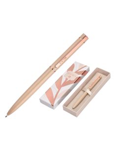 Boligrafo Belius Rose Aluminio Color Beige Claro Oro Rosa Tinta Azul Caja De Diseño