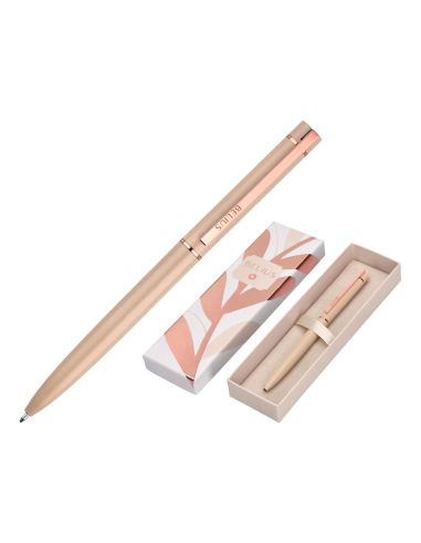 Boligrafo Belius Rose Aluminio Color Beige Claro Oro Rosa Tinta Azul Caja De Diseño