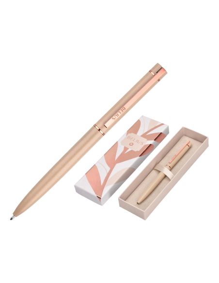 Boligrafo Belius Rose Aluminio Color Beige Claro Oro Rosa Tinta Azul Caja De Diseño