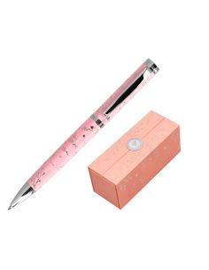 Boligrafo Belius Bella Aluminio Color Rosa Diseño Plateado Relieve Tinta Azul Caja De Diseño