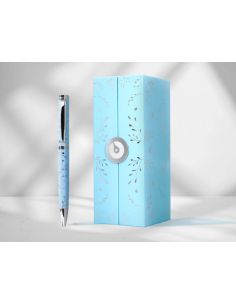 Boligrafo Belius Bella Aluminio Color Azul Celeste Diseño Plateado Relieve Tinta Azul Caja De Diseño 2