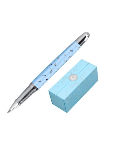 Roller Belius Bella Aluminio Color Azul Celeste Diseño Plateado Relieve Tinta Color Negro Caja De Diseño