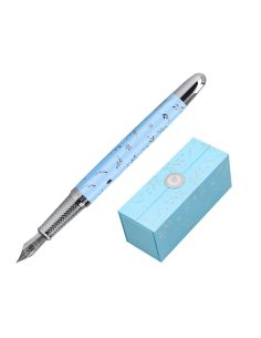 Pluma Belius Bella Aluminio Color Azul Celeste Diseño Plateado Relieve Tinta Azul Caja De Diseño