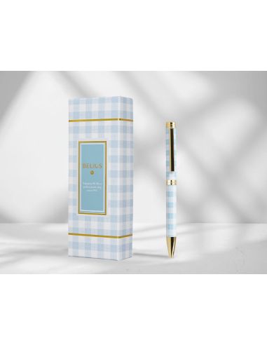 Boligrafo Belius Perfect Picnic Day Aluminio Color Azul Celeste Dorado Tinta Azulcaja De Diseño