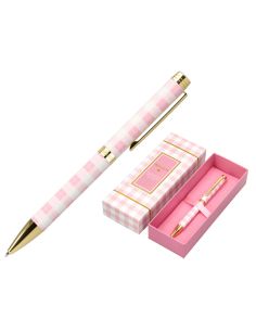 Boligrafo Belius Picnic Aluminio Color Rosa Dorado Tinta Color Azul Caja De Diseño